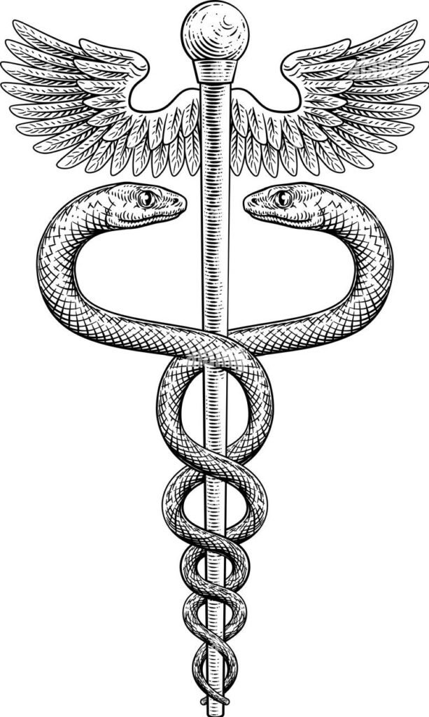 caduceus vintage doctor medical snakes symbol 2g1753m